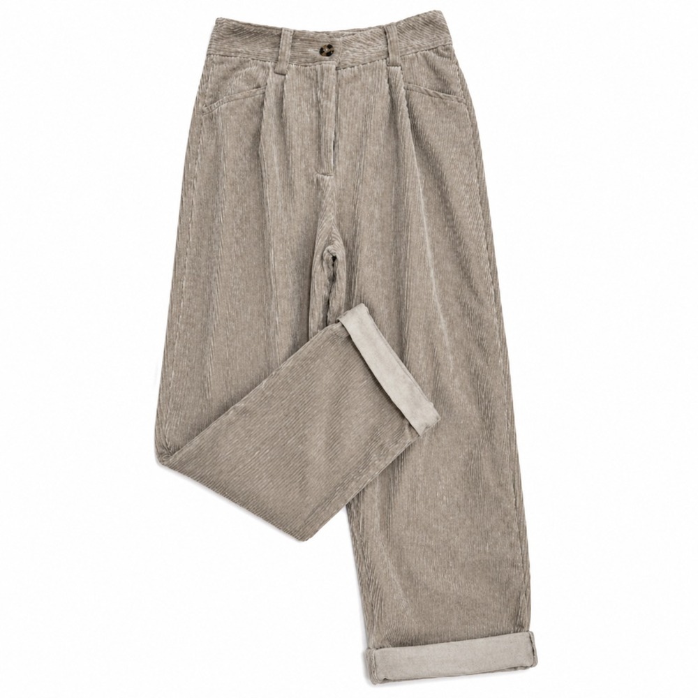 Petal Pup Corduroy Pants 4 Taupe High Rise Wide Leg Cropped Cuffed Soft